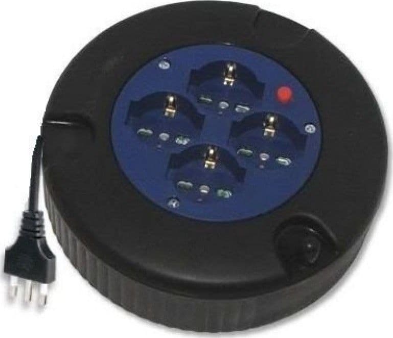 AVVOLGICAVO 8 METRI AVVOLGI CAVO ELETTRICO 4 PRESE SCHUKO 2P+T 10/16A PROLUNGA