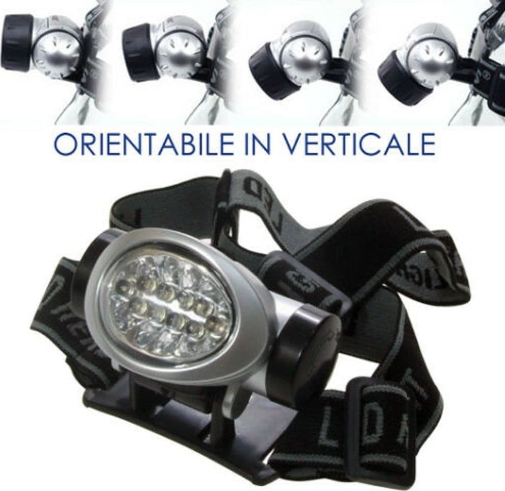 TORCIA LED FRONTALE DA TESTA LUCE LAMPADA RICARICABILE 6 LED CAMPING CACCIA - 4