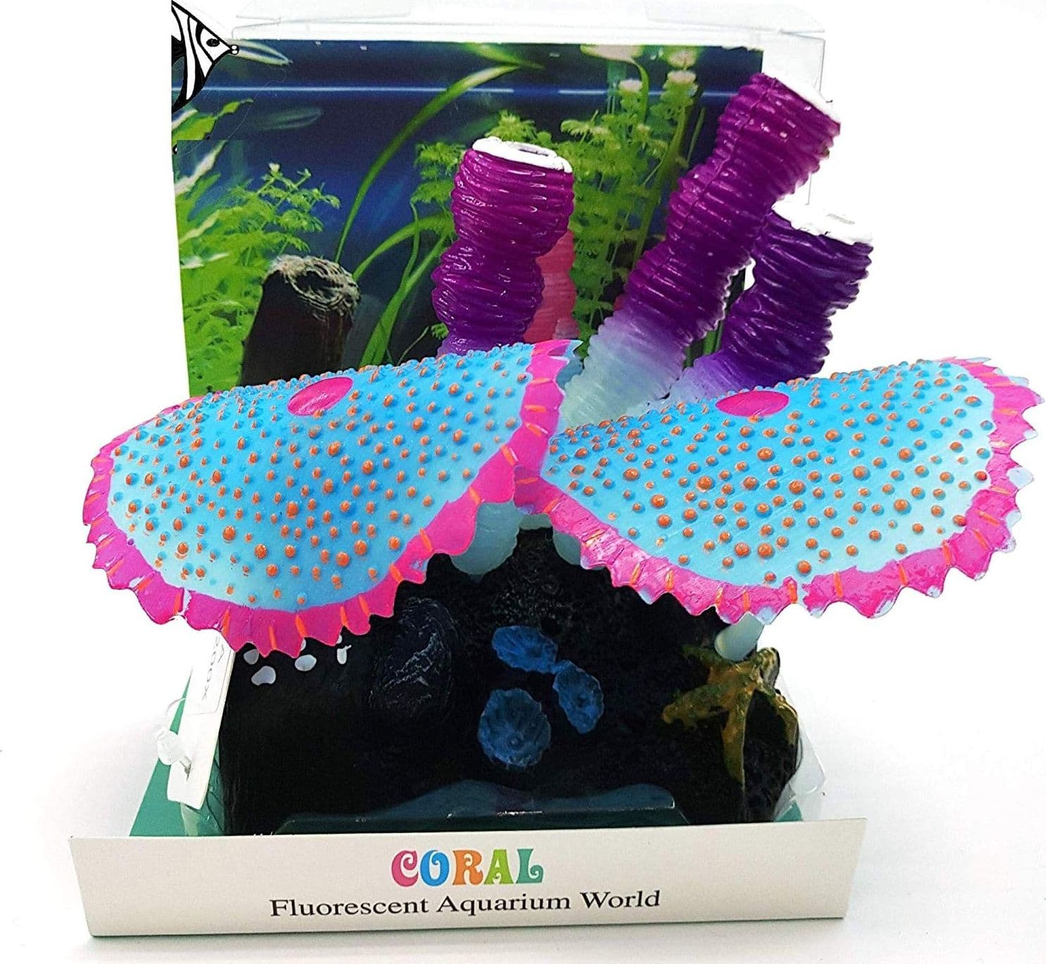 PIANTE CON FUNGHI COLORATI FLUORESCENTE 10X10CM EDEN_6587 ARTIFICIALI ACQUARIO