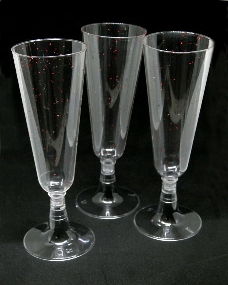 6 FLUTE BICCHIERI PLASTICA TRASPARENTI CALICE SPUMANTE CHAMPAGNE FESTE NATALE - 4