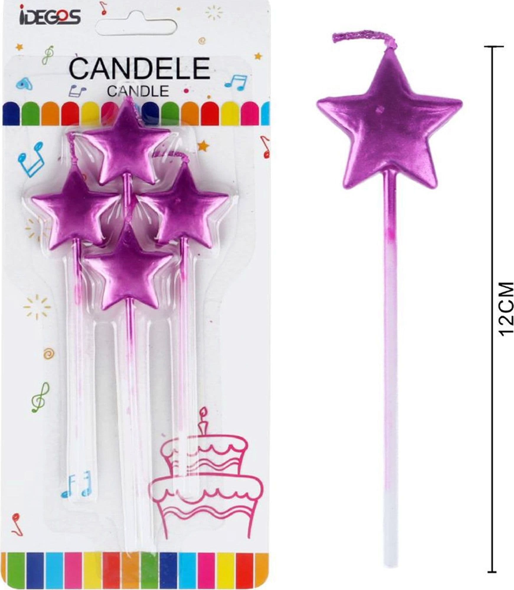 CANDELINE TORTE TORTA DECORAZIONE STELLINE CANDELINE COMPLEANNO PARTY 4PZ - 6