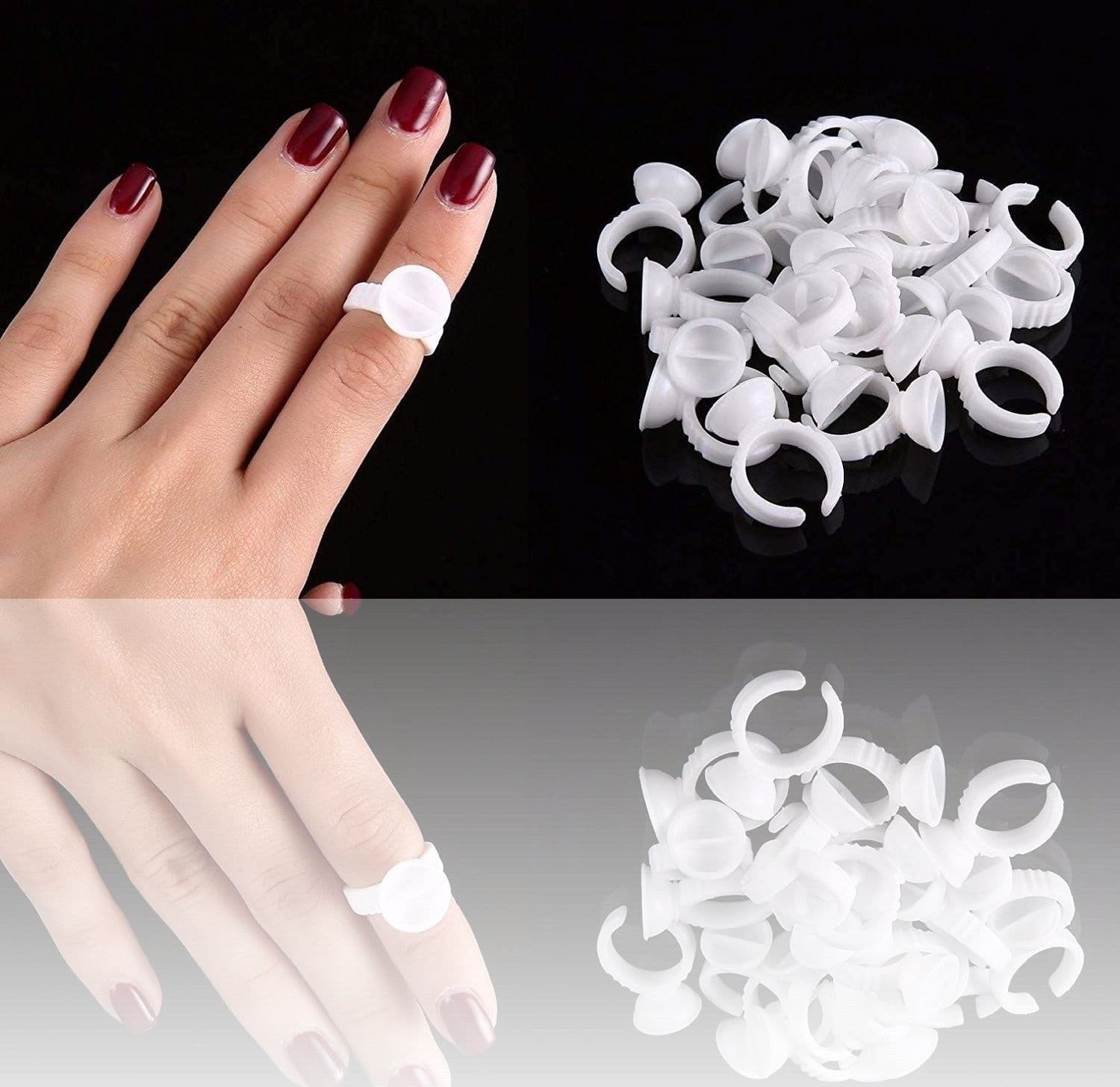 ANELLO INCHIOSTRO PLASTICA 100 PEZZI ANELLI DIVISORE TATOO TATUAGGIO TATUATORE