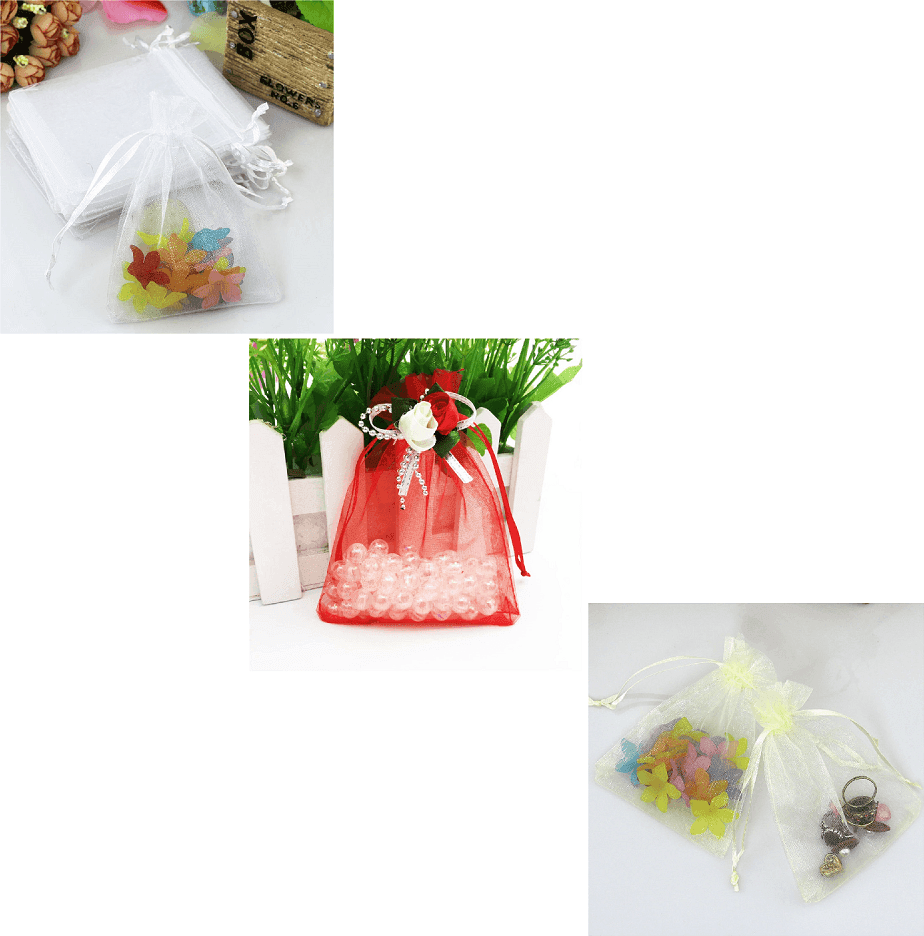 50 VELI SACCHETTI ORGANZA TULLE PER CONFETTI REGALO BOMBONIERA - 1