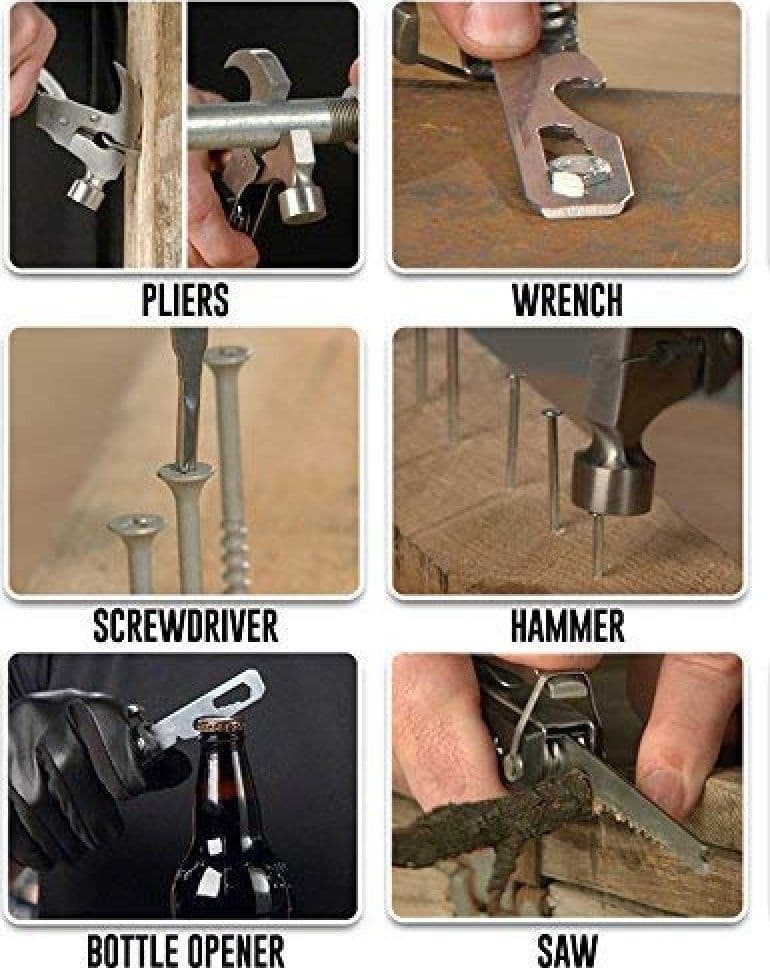 TAC TOOLS UTENSILE MULTIFUNZIONALE 18 IN 1 FORMA DI MARTELLO ACCIAIO INOX - 5