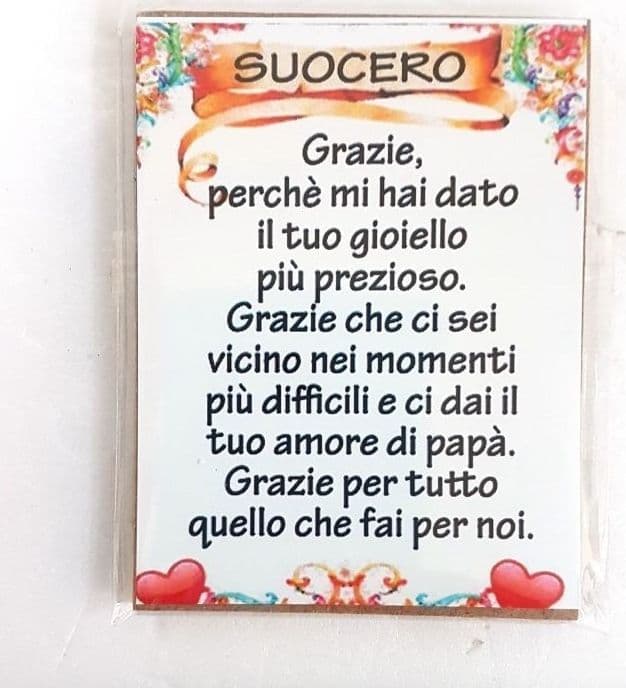 CALAMITA MAGNETE MAGNETINO RETTANGOLARE IDEA REGALO FRASI DEDICA SUOCERO