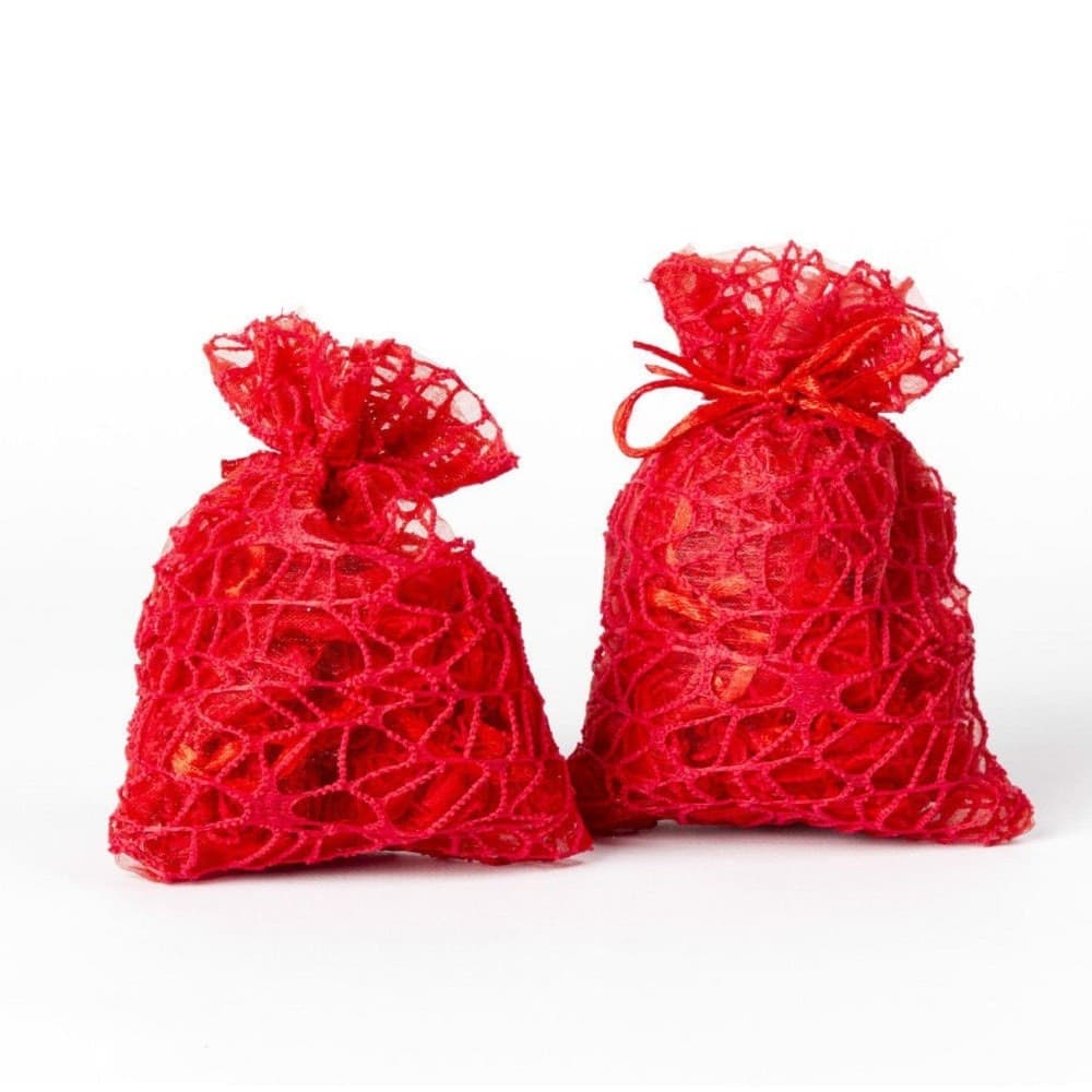 24 PZ. SACCHETTI RETE ORGANZA PORTA CONFETTI MATRIMONIO BATTESIMO BOMBONIERA - 6