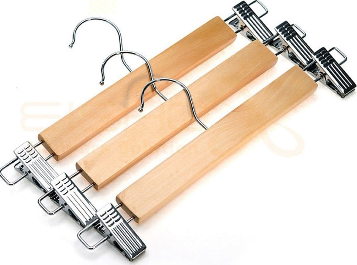 SET 3 GRUCCE STAMPELLE APPENDIABITO LEGNO VESTITI PANTALONI GIACCHE CON CLIP