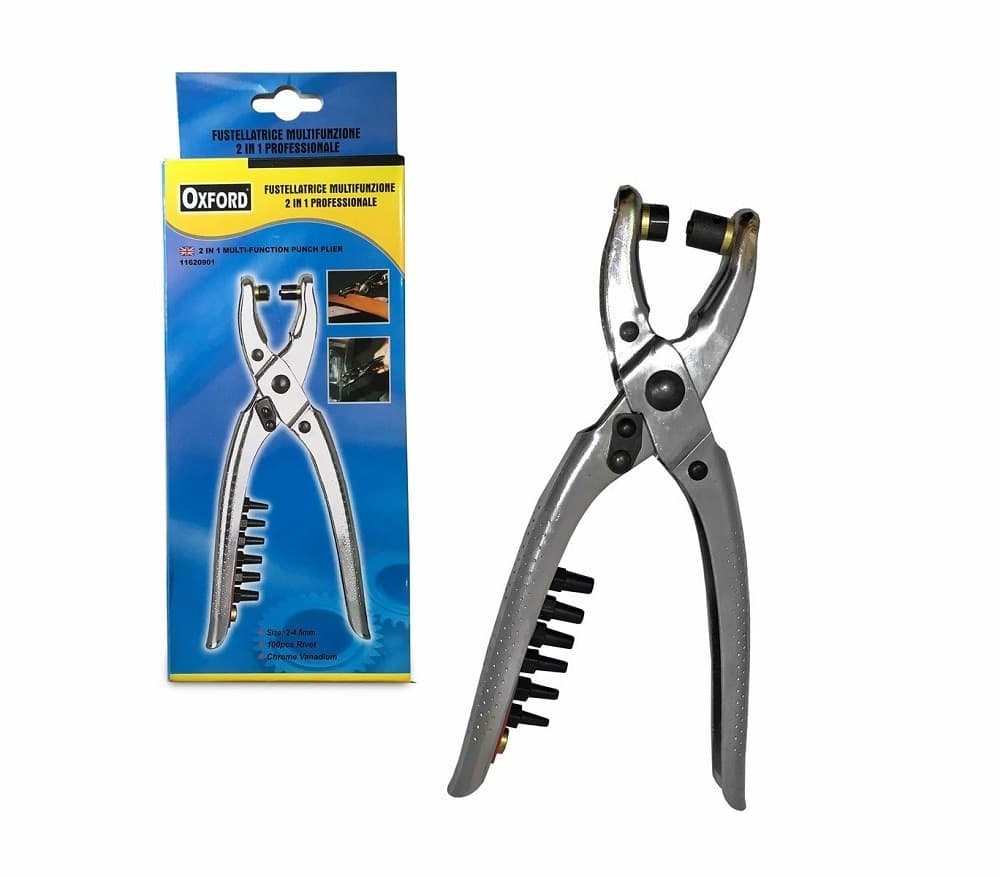 PINZA 2IN1 + 100 OCCHIELLI OCCHIELLATRICE FUSTELLATRICE PER FORARE CUOIO PELLE - 2