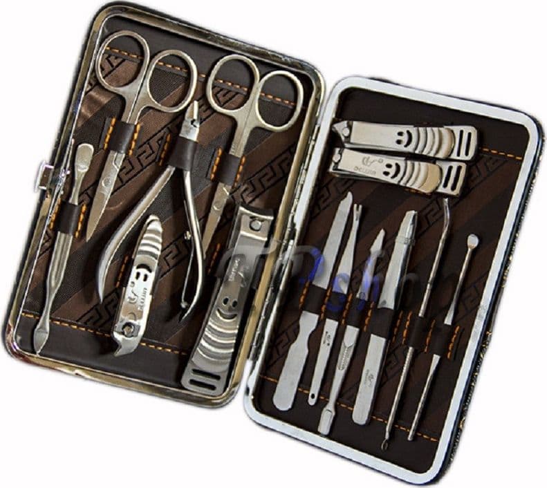 SET MANICURE PEDICURE 14 PEZZI PROFESSIONALE IN ASTUCCIO FORBICI TRONCHESINA - 2