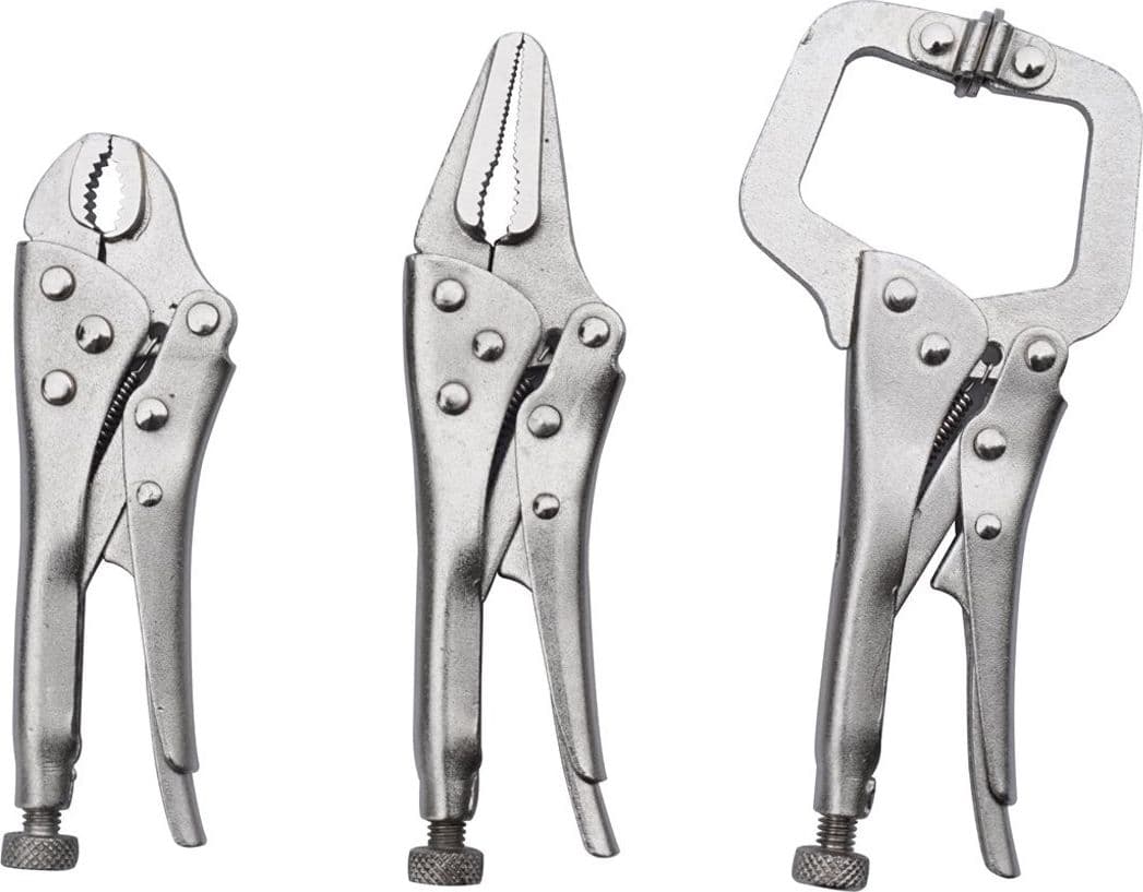 SET 3 CHIAVE PINZA PINZE SCATTO 4" 5" AUTOBLOCCANTE A PRESSIONE REGOLABILE - 2