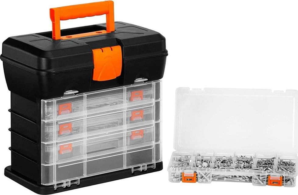 CASSETTA PORTA ATTREZZI PORTA UTENSILI IN PLASTICA CON CASSETTI 27X18X26,5CM - 5