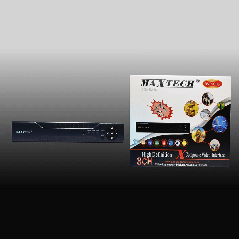 DVR AHD 8CH IBRIDO NVR HVR SDVR FULL HD 1280X720P CLOUD 8 CANALI MAXTECH DVR-CH8 - 2