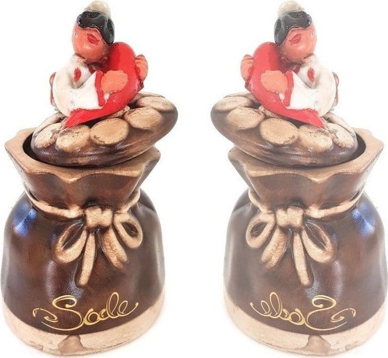 CONTENITORE SALE ELEMENTO DECORATIVO CASA PULCINELLA PORTAFORTUNA TERRACOTTA