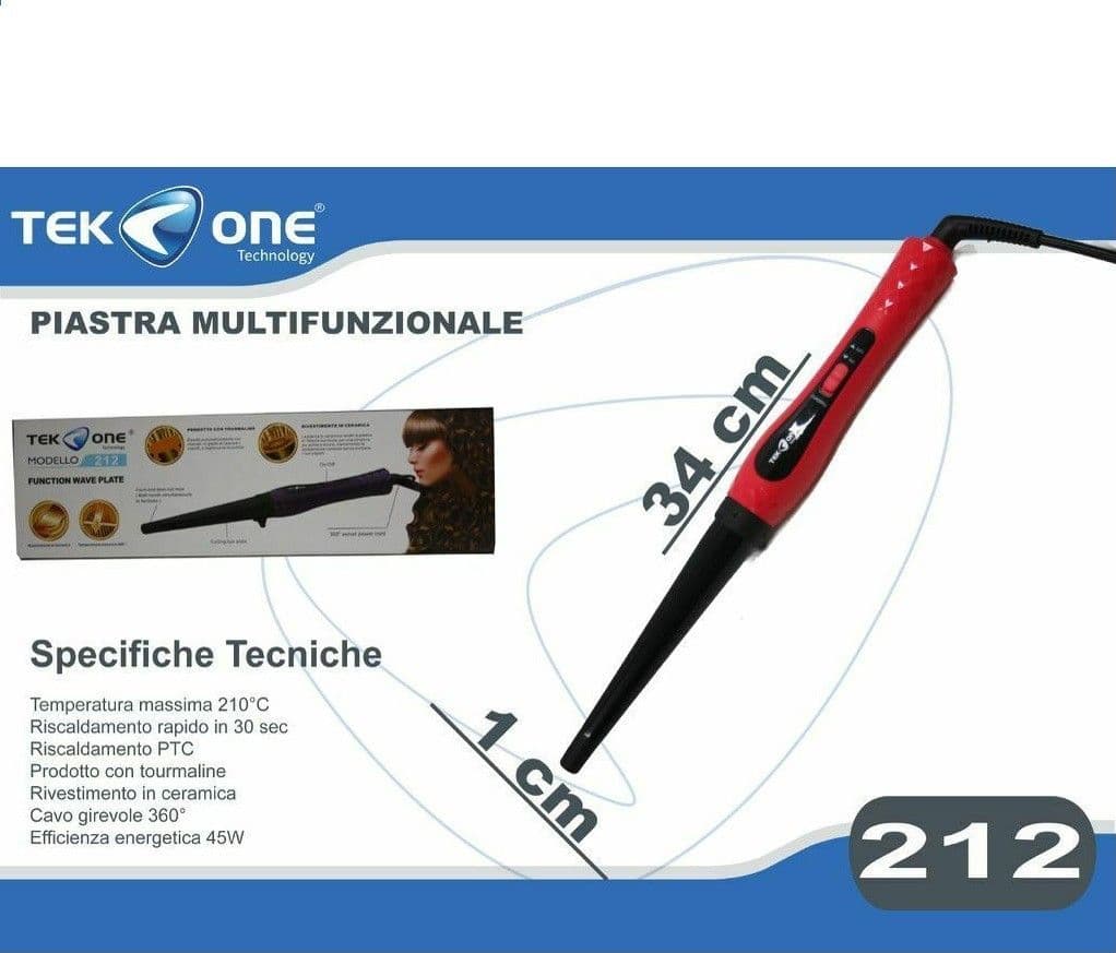 PIASTRA ARRICCIACAPELLI TEKONE 212 FERRO CONO PROFESSIONALE CERAMICA - 2