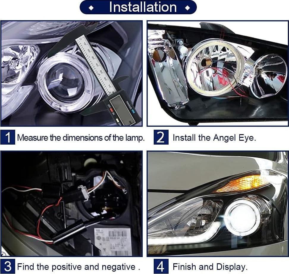 2PZ LUCI LED PER AUTO FARI LAMPADINE 60MM OCCHIO D'ANGELO 12 VOLT MAXTECH EYE-01 - 6