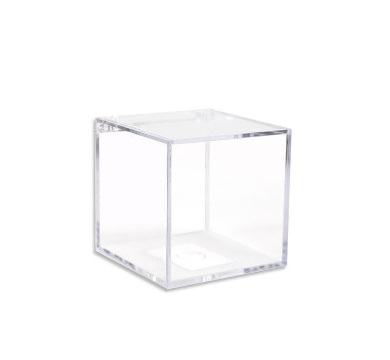 12 SCATOLINE SCATOLE CUBO PLEXIGLASS 6X4cm TRASPARENTE PORTA CONFETTI BOMBONIERA - 9