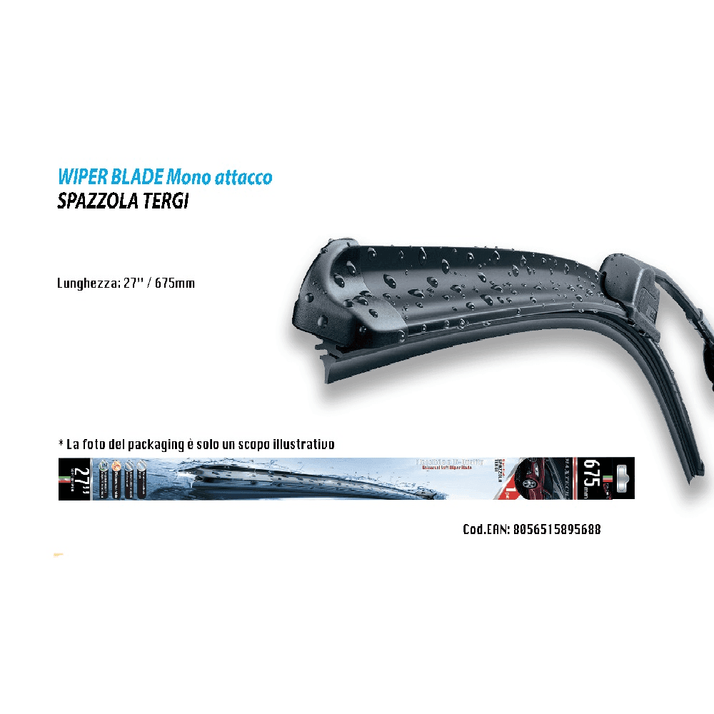 SPAZZOLA TERGICRISTALLO PER AUTO UNIVERSALE 27" 675MM MAXTECH TER-CR027 - 2