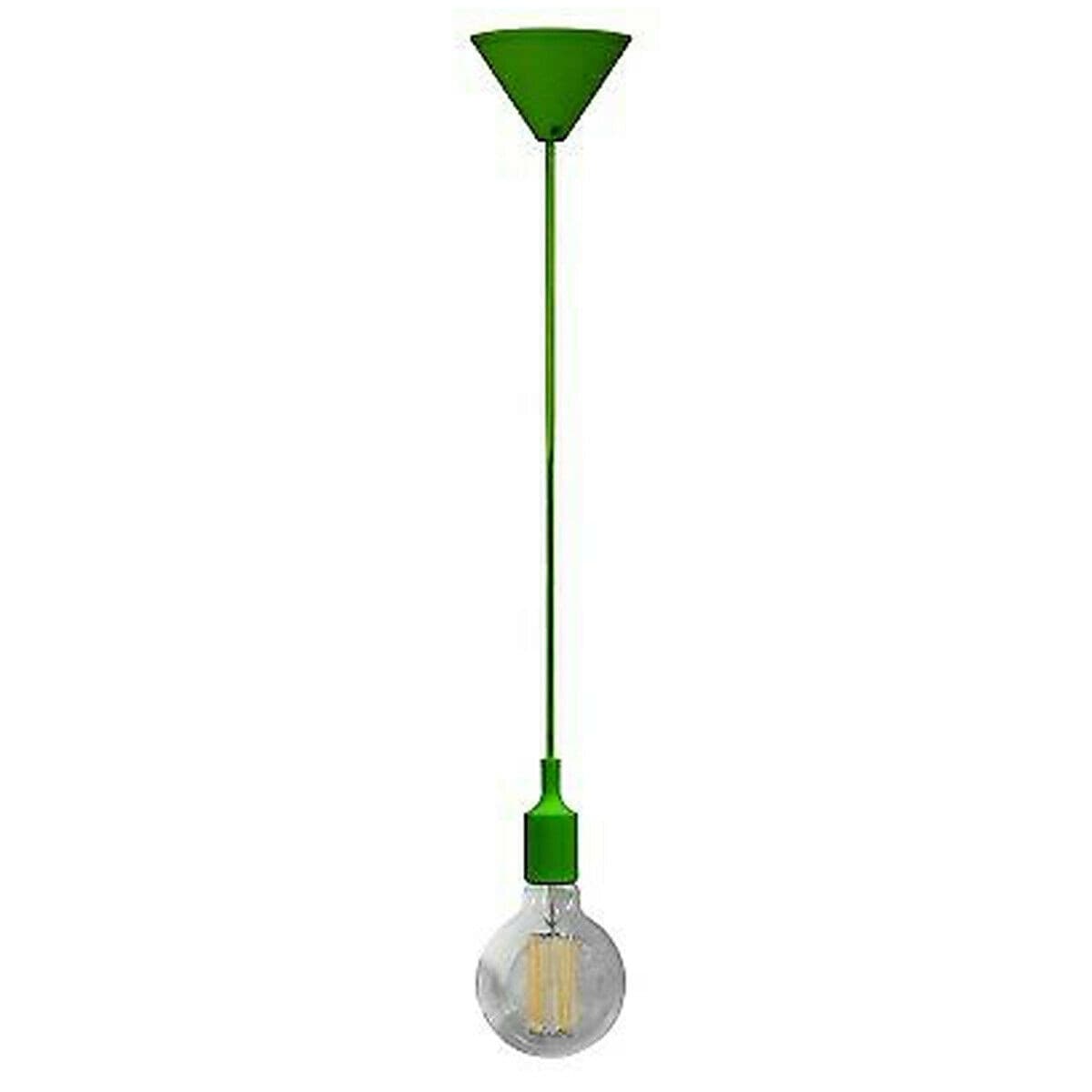 PORTALAMPADA A SOSPENSIONE PENDENTE LAMPADARIO SOFFITTO E27 VERDE DT-J01 1 METRO - 2
