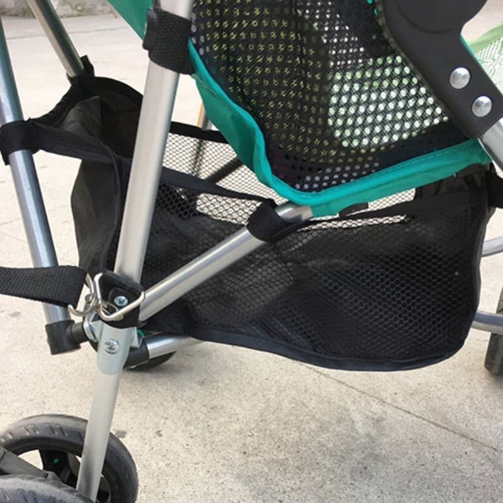 BORSA UNIVERSALE SACCHETTO SOTTO PASSEGGINO A RETE NERO PORTAOGGETTI REMOVIBILE - 4
