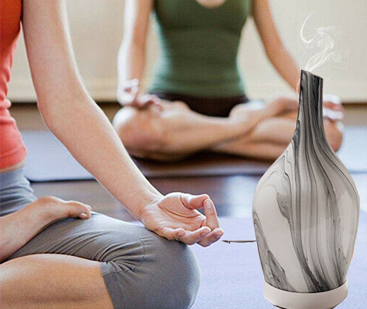 DIFFUSORE OLI VETRO CROMOTERAPIA AROMATERAPIA UMIDIFICATORE BIANCO E NERO 03 LED - 4