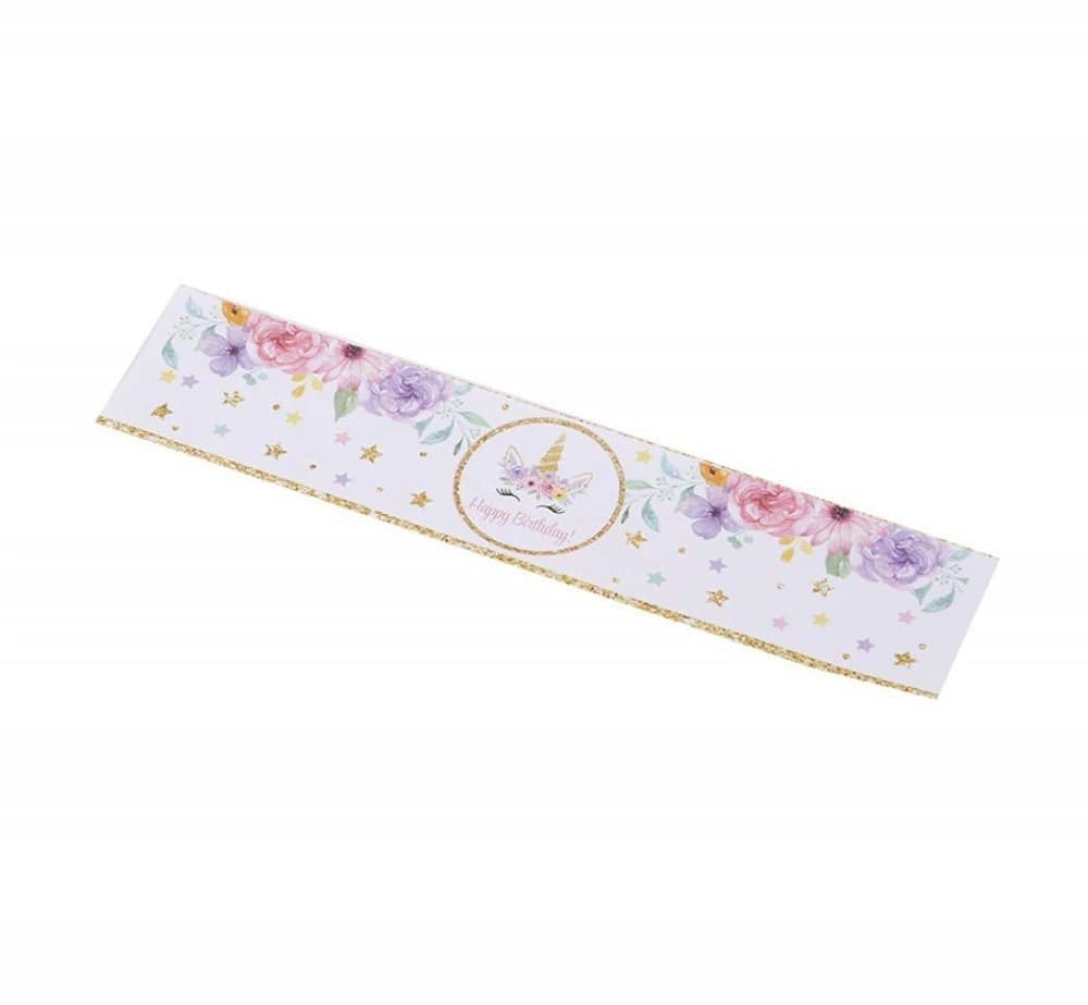 SET 24 STICKERS UNICORNO ORO CON SCRITTA HAPPY BIRTHDAY AUGURI ADESIVI BIMBO BIMBA FESTA - 4