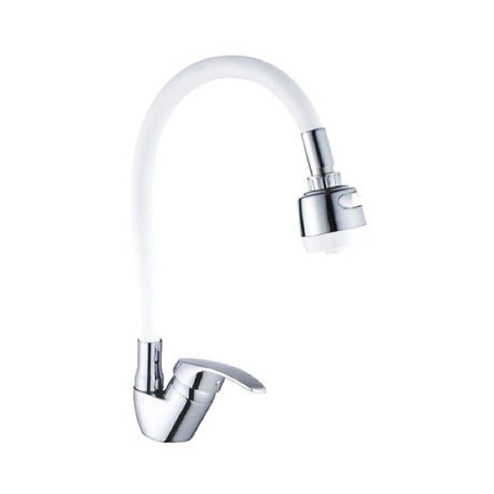 MISCELATORE LAVELLO COLORE BIANCO CROMATO LAVANDINO DOCCETTA FLESSIBILE SNAKE - 2