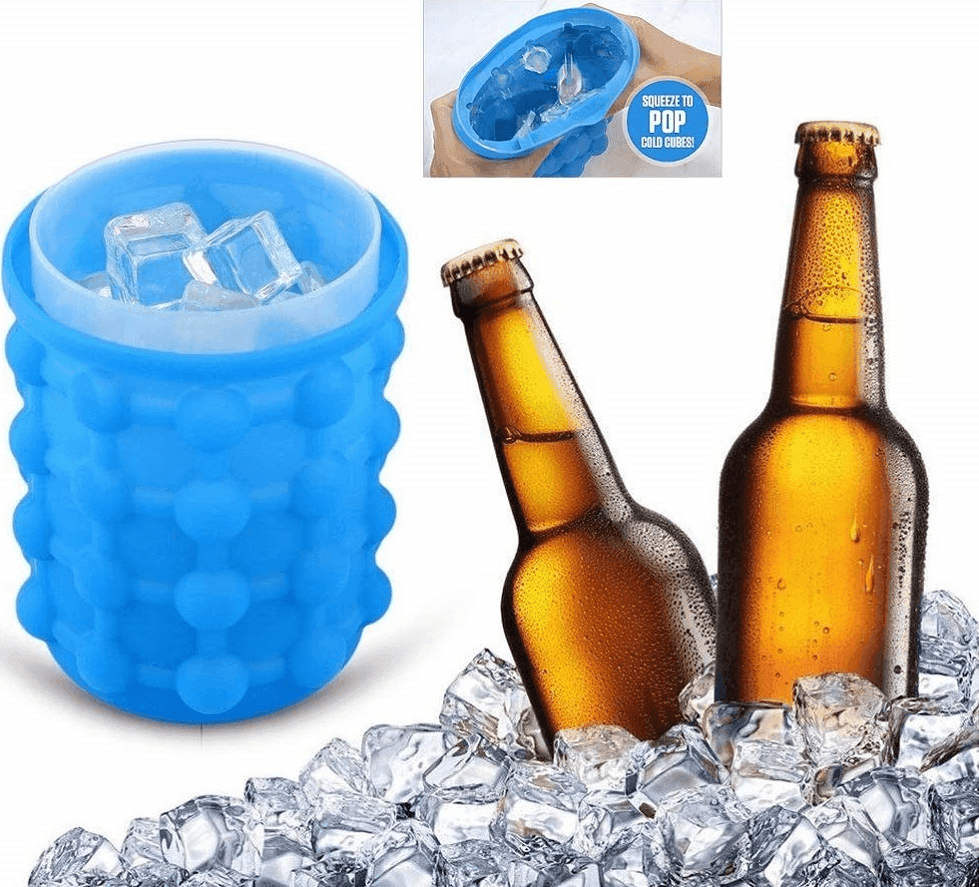 SECCHIELLO PER GHIACCIO SILICONE 2IN1 FORMA GHIACCIO CUBETTI SALVASPAZIO PORTA BIBITA