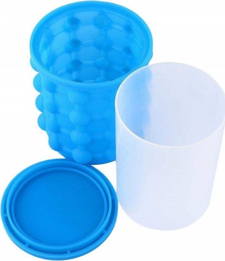 SECCHIELLO PER GHIACCIO SILICONE 2IN1 FORMA GHIACCIO CUBETTI SALVASPAZIO PORTA BIBITA - 2