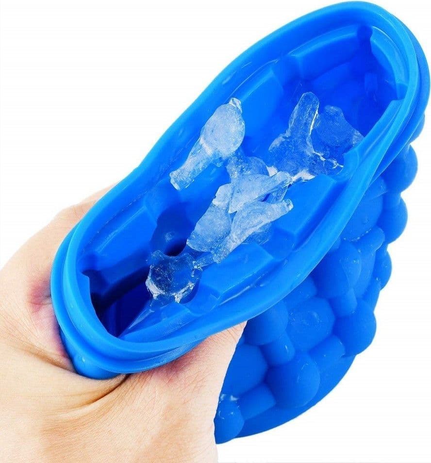 SECCHIELLO PER GHIACCIO SILICONE 2IN1 FORMA GHIACCIO CUBETTI SALVASPAZIO PORTA BIBITA - 3