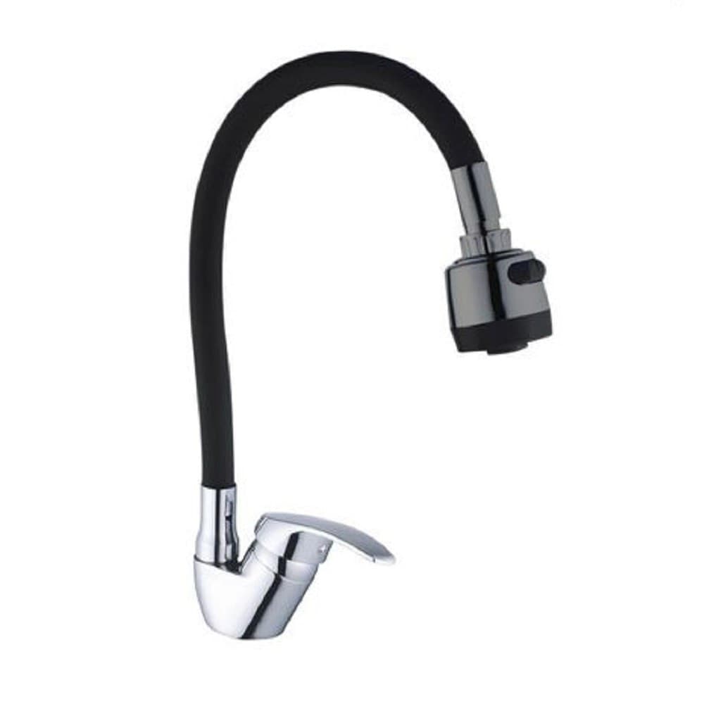 MISCELATORE LAVELLO COLORE NERO CROMATO LAVANDINO DOCCETTA FLESSIBILE GIREVOLE - 2
