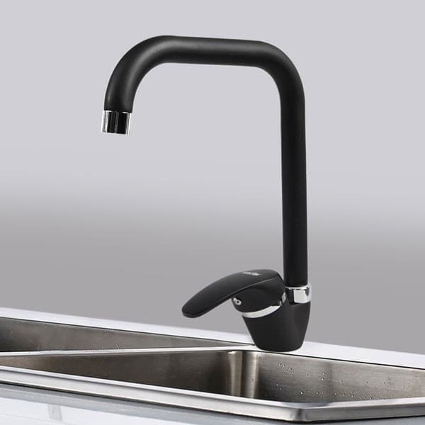 MISCELATORE CANNA QUADRATO NERO ESY_52945 DOPPIO FORO MONOCOMANDO RUBINETTERIA - 3