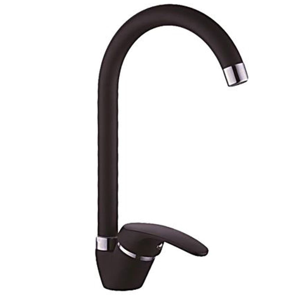 MISCELATORE CANNA ALTA NERO ESY_52941 DOPPIO FORO MONOCOMANDO RUBINETTERIA - 2