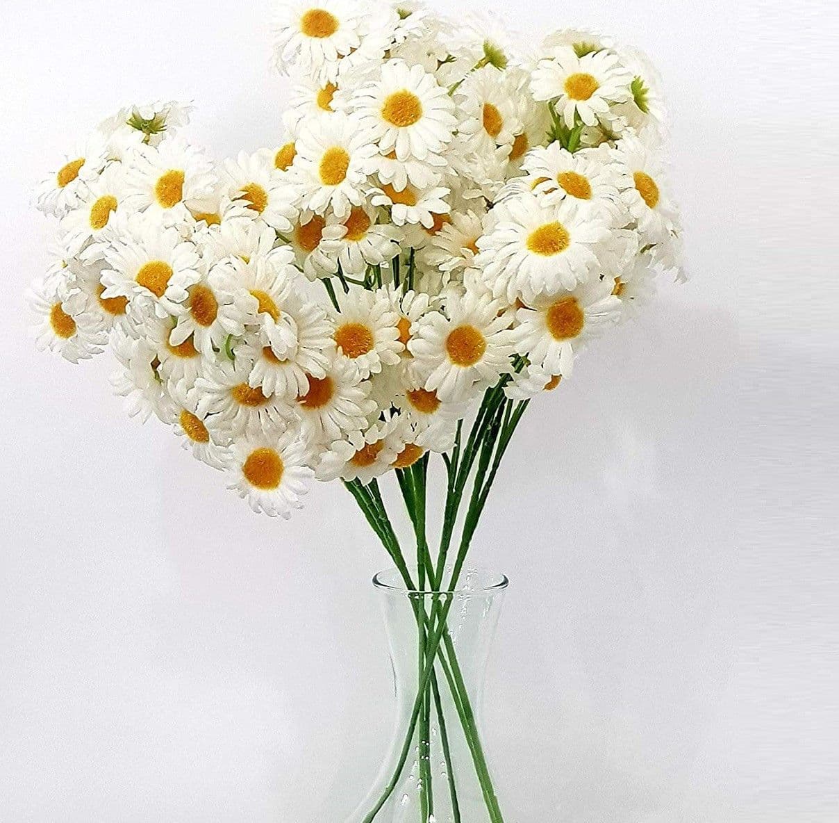 MARGHERITE BIANCHE 6 RAMI 5 PEZZI MARGHERITA FINTE H55CM ARTIFICIALI DECORAZIONI