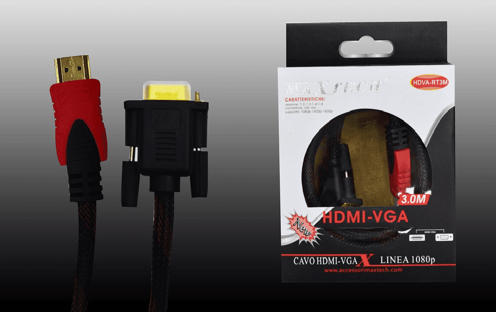 CAVO HDMI A VGA TELATO 3 METRI 1080P VIDEO PC LETTORI HDMI MAXTECH HDVA-RT3M - 2