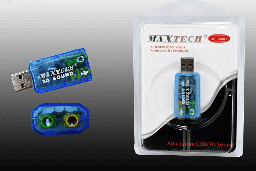 ADATTATORE USB DOPPIO JACK 3D SOUND CONVERTITORE DA JACK A USB MAXTECH USB-S001 - 2