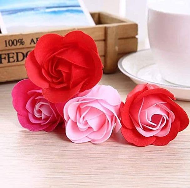 SET 4PZ SAPONE SAPONETTE PETALI ROSE FIORI PROFUMATE NOZZE BOMBONIERA BAGNO CASA - 3