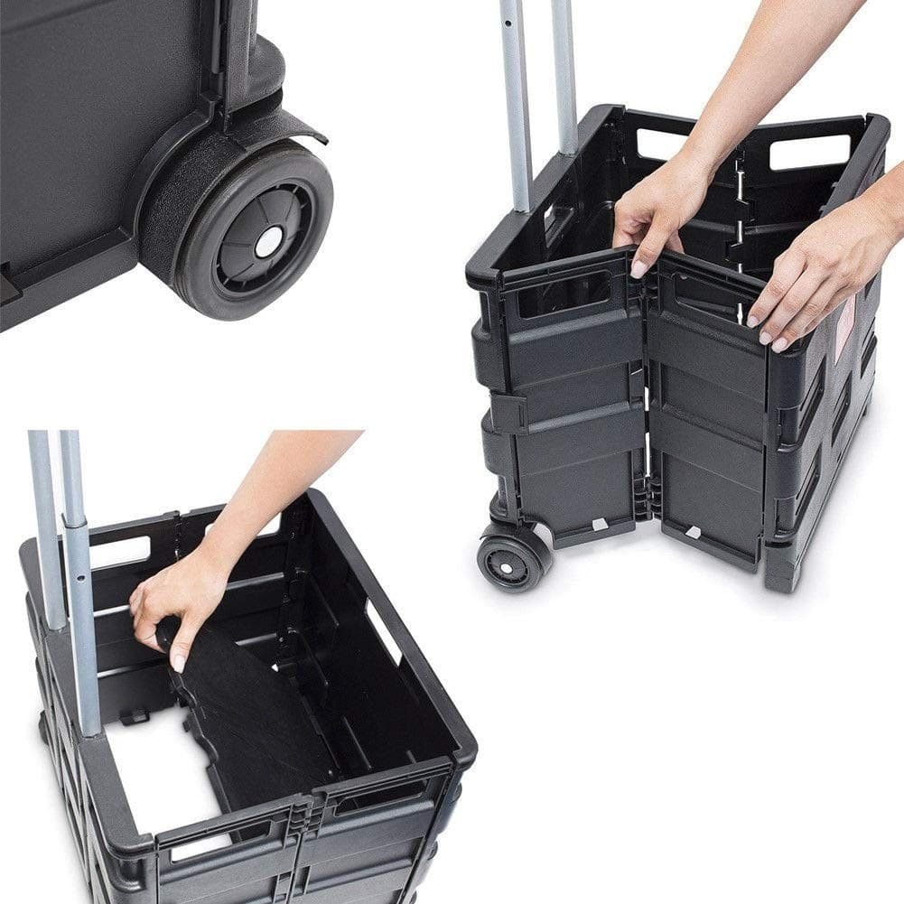 TROLLEY CARRELLO PORTAOGGETTI 38X36X33CM ATTREZZI PIEGHEVOLE MANICO SPESA MULTIUSO - 2