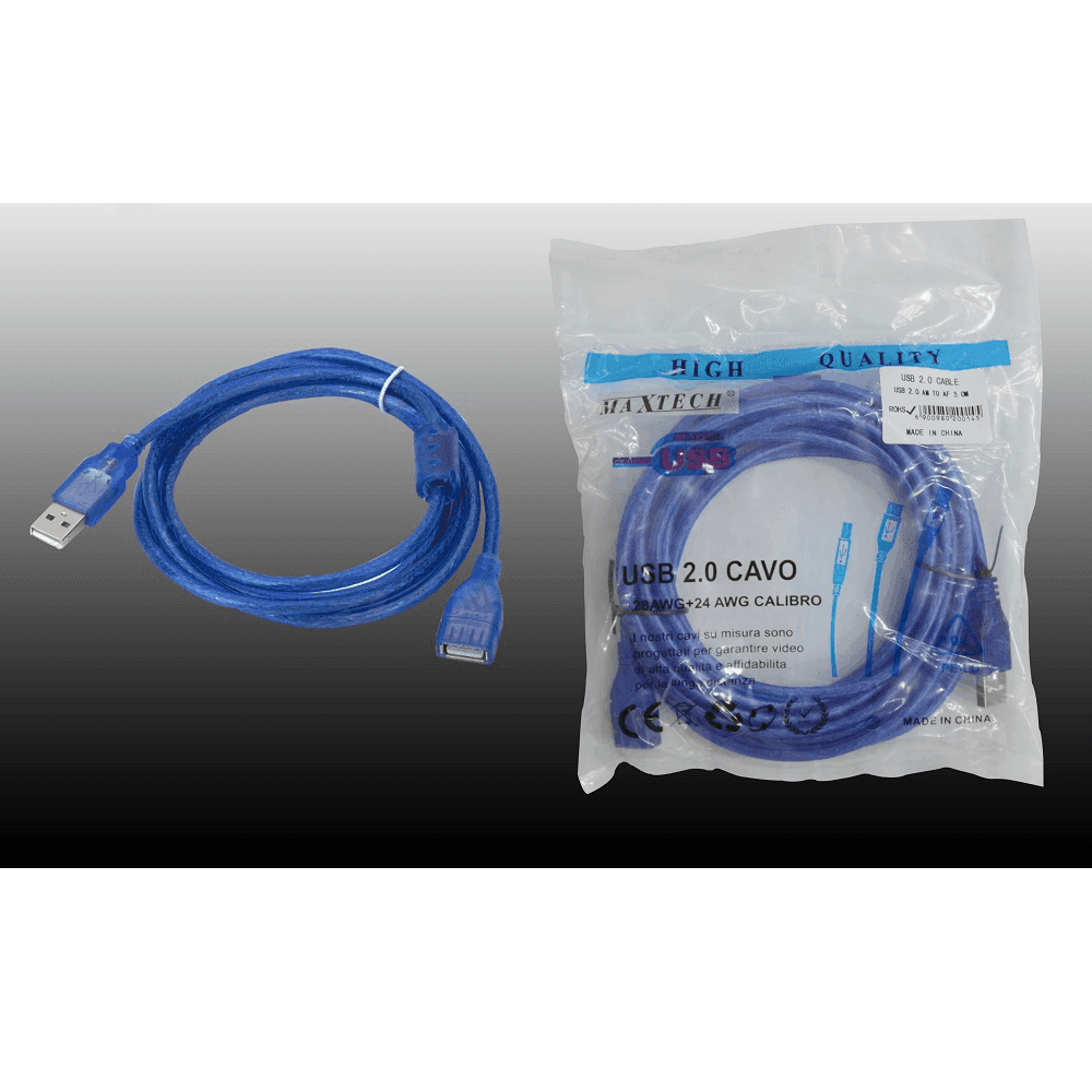 CAVO PROLUNGA USB 2.0 M/F MAXTECH USB 2.0 AM TO AF 5.0M PER PC COMPUTER 5 METRI - 2