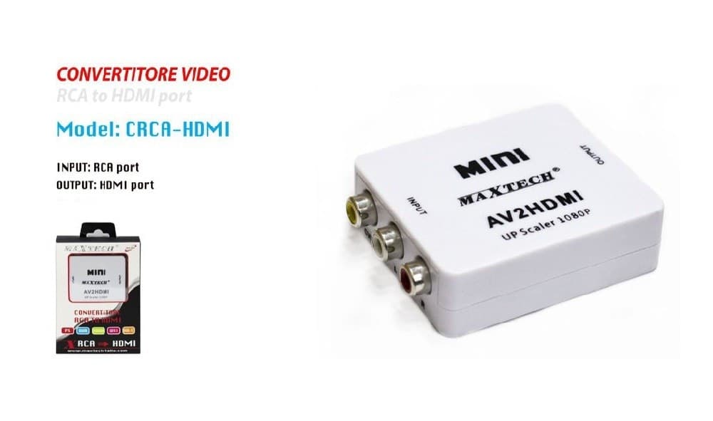 CONVERTITORE DA RCA AV A HDMI 1080P ADATTATORE USB AV2HDMI CONVERTER MAXTECH CRCA-HDMI - 2