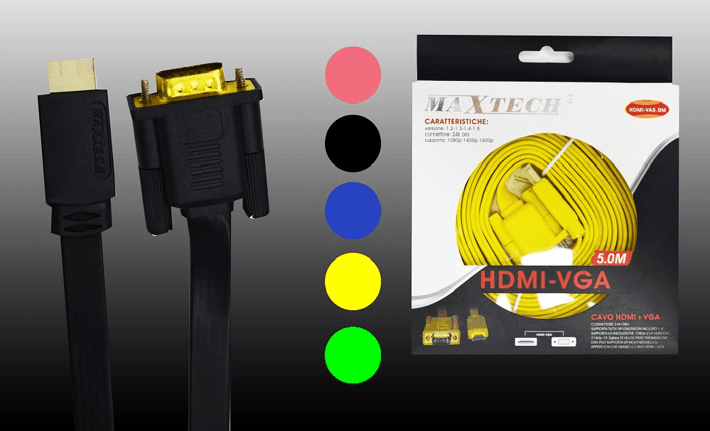 CAVO HDMI VGA VIDEO 5,0 METRI ADAPTER 1080P 1400P 1600P 24K MAXTECH HDMI-VA5.0M - 2