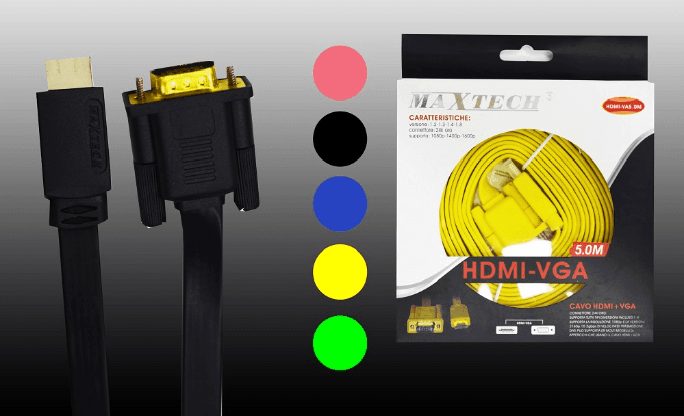 CAVO HDMI VGA VIDEO 5,0 METRI ADAPTER 1080P 1400P 1600P 24K MAXTECH HDMI-VA5.0M - 2