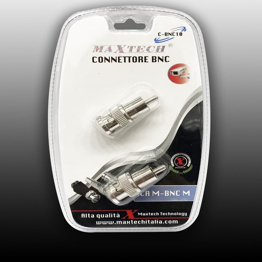 CONNETTORE ADATTATORE DA BNC MASCHIO A RCA MASCHIO VIDEOSORVEGLIANZA MAXTECH C-BNC10 - 2