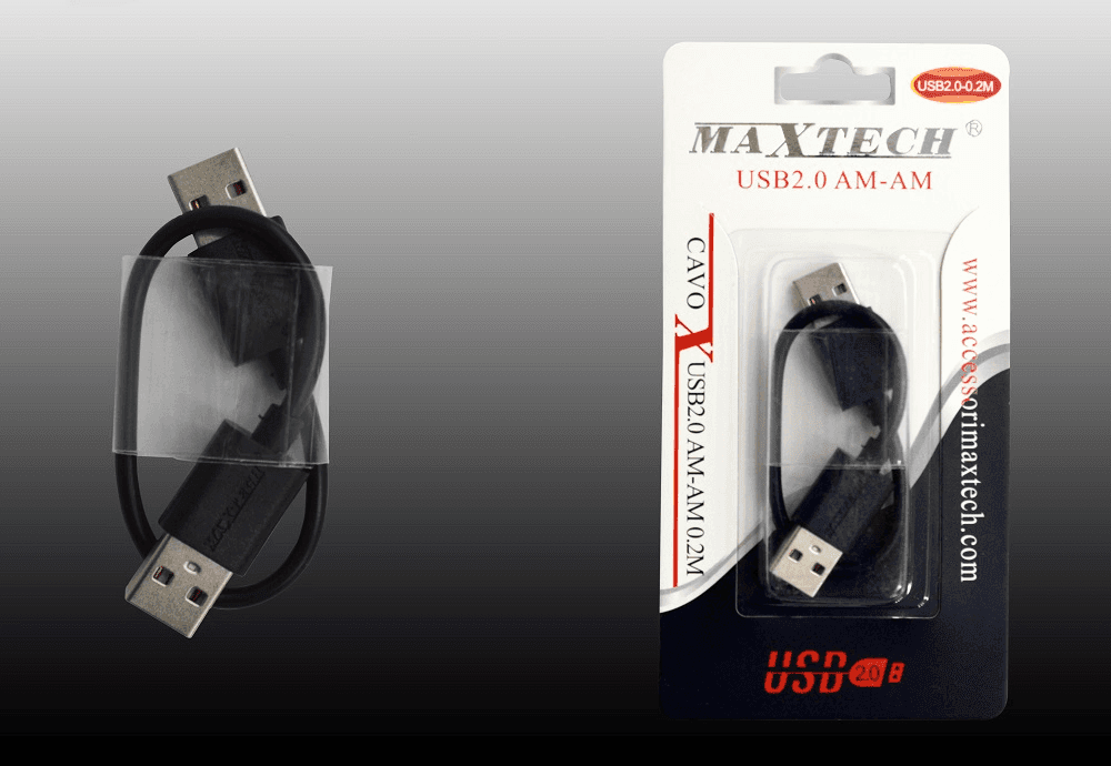 CAVO USB 2.0 MASCHIO-MASCHIO AM-AM DATI 0.2 METRI MAXTECH USB2.0-0.2M - 2