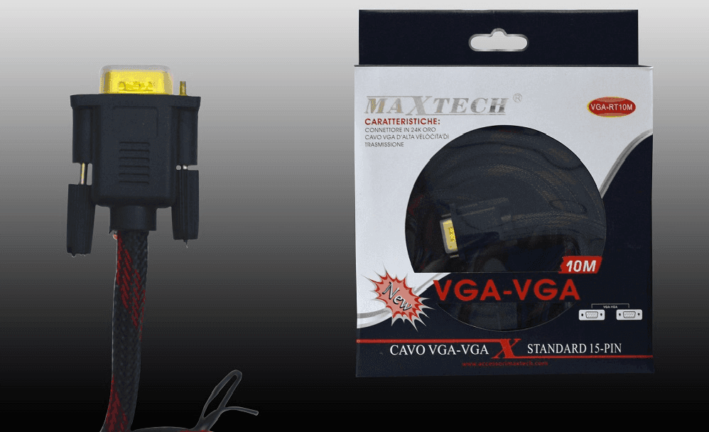 CAVO PROLUNGA MONITOR VGA M/M 15 PIN 10MT RETINATO PC COMPUTER MAXTECH VGA-RT10M - 2