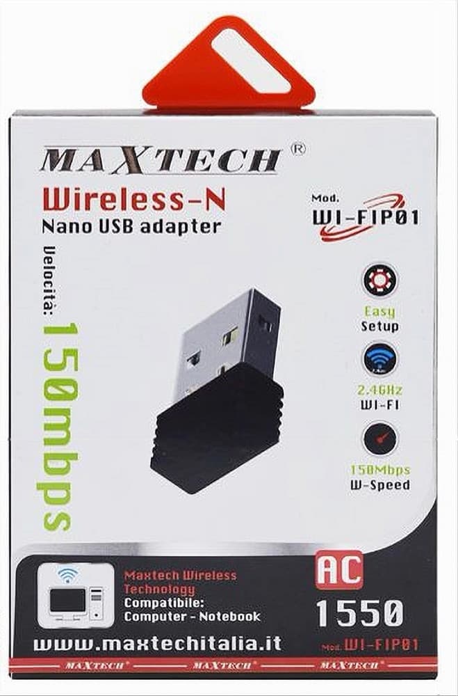 ADATTATORE USB WIRELESS NANO 150MBPS WIFI PER PC NOTEBOOK ANTENNA MAXTECH WI-FIP001 - 2