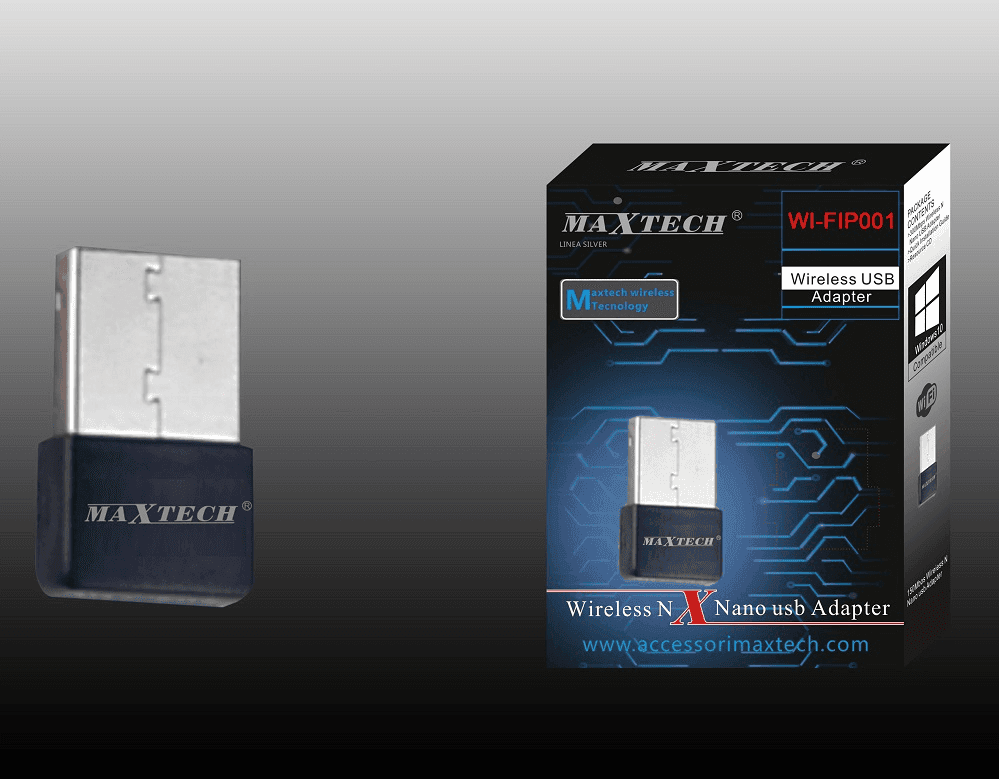 ADATTATORE USB WIRELESS NANO 150MBPS WIFI PER PC NOTEBOOK ANTENNA MAXTECH WI-FIP001 - 3