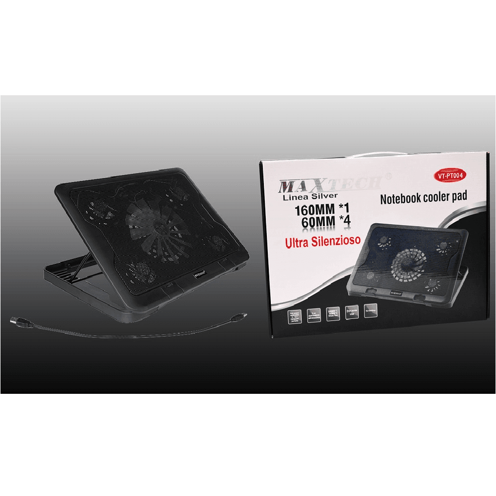 VENTOLA RAFFREDDAMENTO DISSIPATORE 160MM SUPPORTO PAD NOTEBOOK PC MAXTECH VT-PT004 - 2