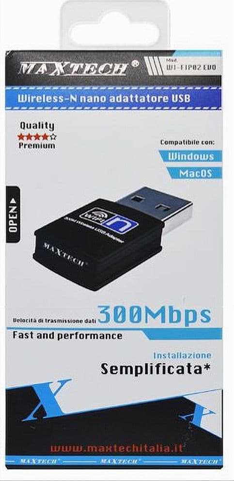 CHIAVETTA PENNETTA ADATTATORE WIRELESS WIFI USB 300M NANO PC COMPUTER MAXTECH WI-FIP002 - 2