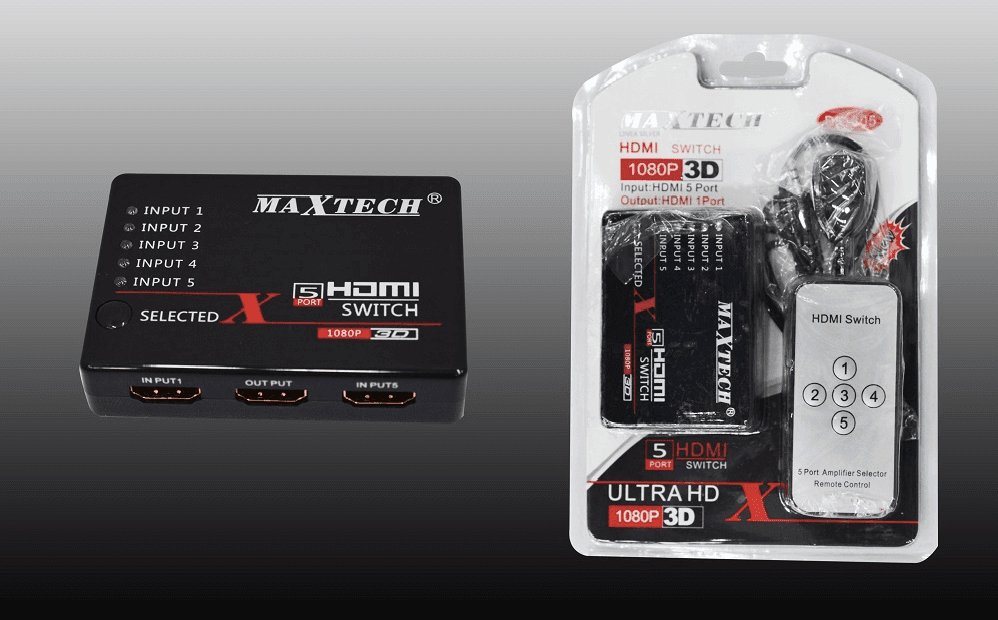 SWITCH HDMI 3D 1.3 5 INGRESSI 1080P CON TELECOMANDO PER TV PS3 XBOX MAXTECH DK-305 - 2