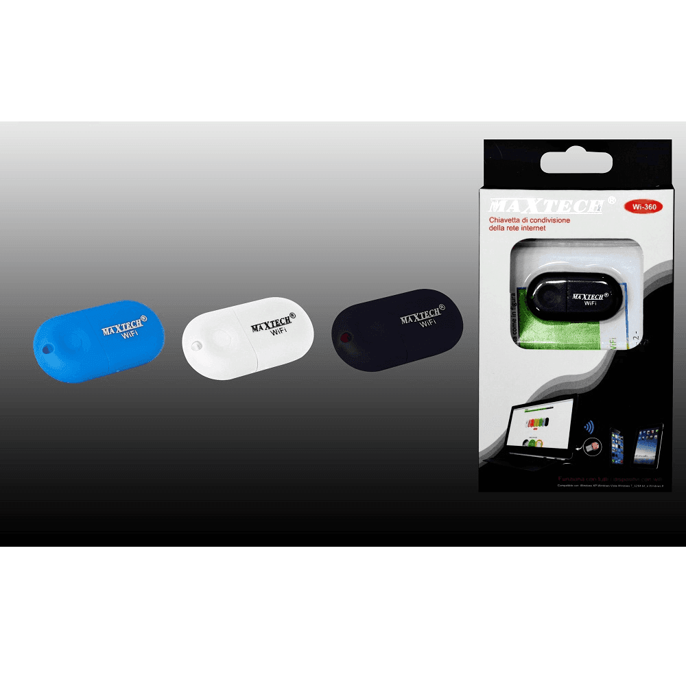 PENNETTA PENNA ROUTER CONDIVISIONE RETE INTERNET WIFI WIRELESS USB 2.0 MAXTECH WI-360 - 2